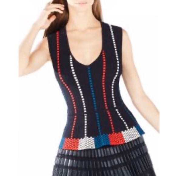 BCBGMaxAzria Tops - BCBGMAXAZRIA
Laure Geometric Jacquard Peplum Top